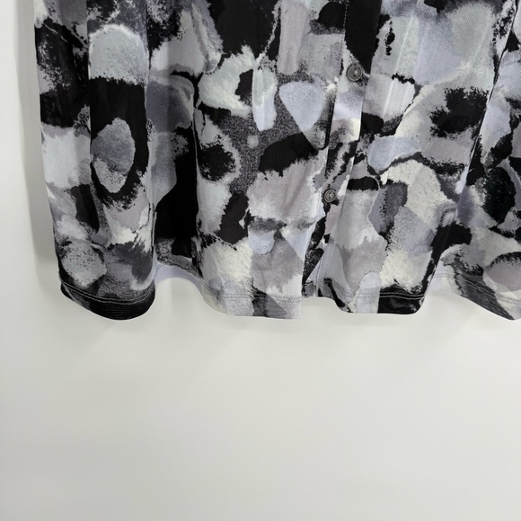 LOGO by Lori Goldstein Mesh Cardigan Top Black Gray Size XL Button Up Semisheer - Picture 8 of 10